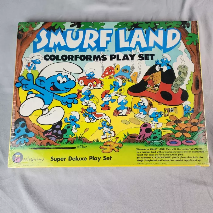 1981 Smurfs Smurf Land Colorforms Super Deluxe Play Set #4115 Factory Sealed - Front