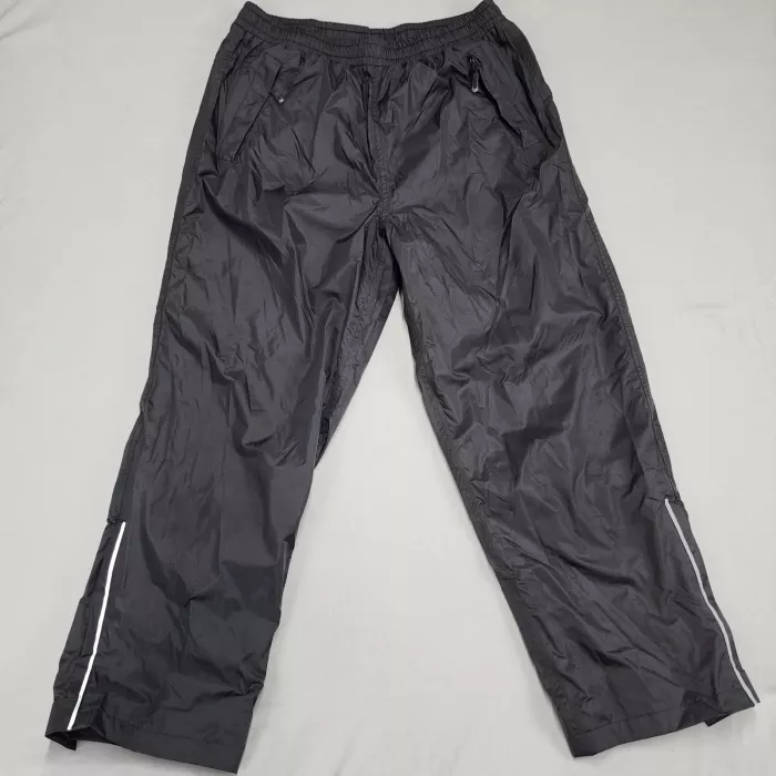 33000ft Mens Track Pants Size L Black Nylon Lined Athletic Zip Pockets - Front