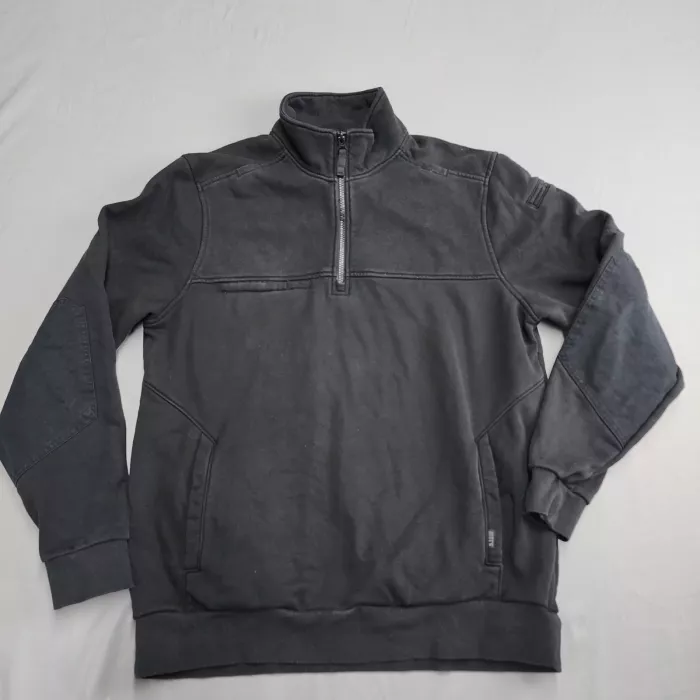 5.11 Tactical Mens L Black 1/4 Zip Pullover Sweatshirt Fleece Lined Mock Neck - Front