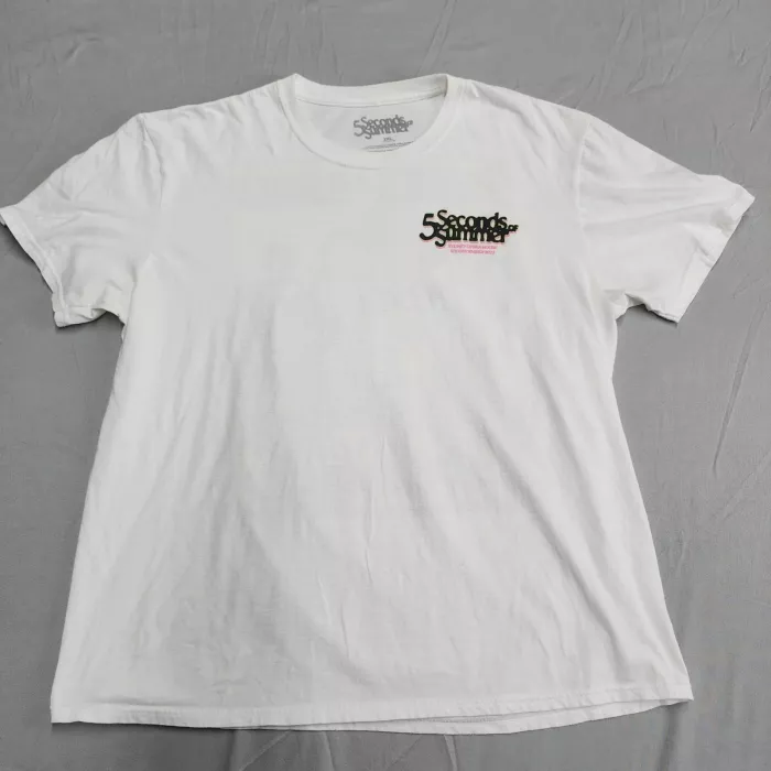 5 Seconds of Summer Womens 2XL Graphic T-Shirt White Band Merch Short Sleeve - Front