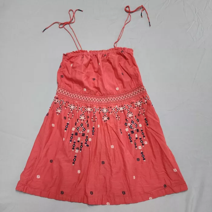 Abercrombie & Fitch Womens S Coral Pink Smocked Embroidered Cami Top Cotton - Front