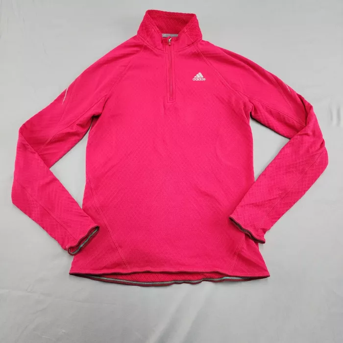 adidas CLIMAWARM Women's S Fuchsia Quarter-Zip Athletic Pullover Textured - Front