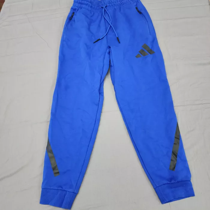 adidas Jogger Sweatpants Men's Small Royal Blue Zipper Pockets Cuffed Athletic - Front