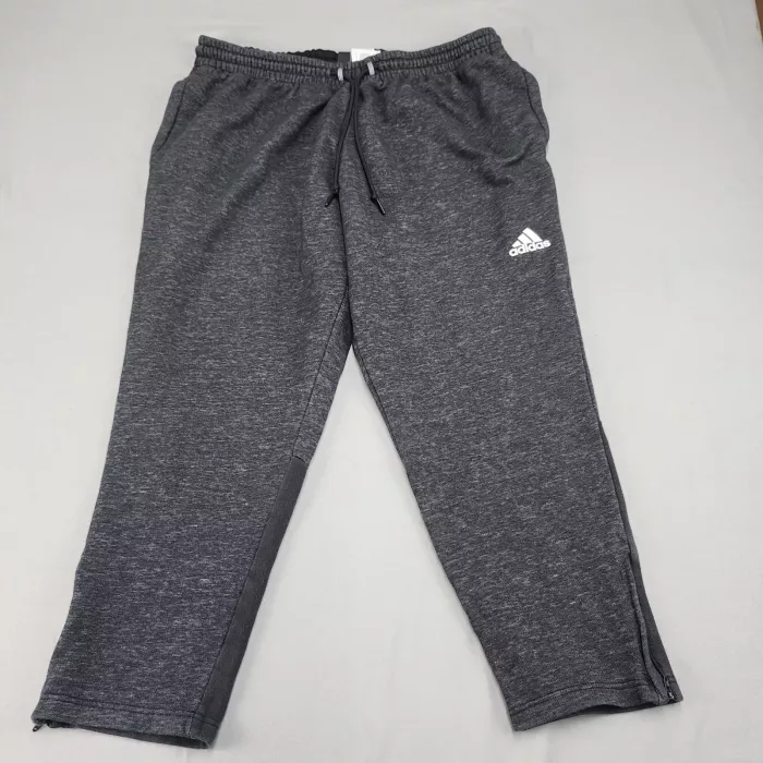 adidas Mens 2XL Charcoal Gray Heather Sweatpants Fleece Ankle Zip 39x28.5 - Front