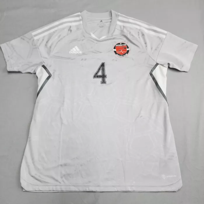 adidas Pacesetter Soccer Club Jersey Mens L Gray Aeroready Short Sleeve Shirt - Front