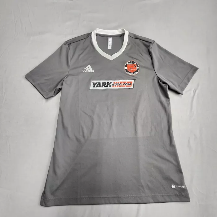 adidas Pacesetter Soccer Club Jersey Mens Large Gray AEROREADY V Neck No 4 - Front
