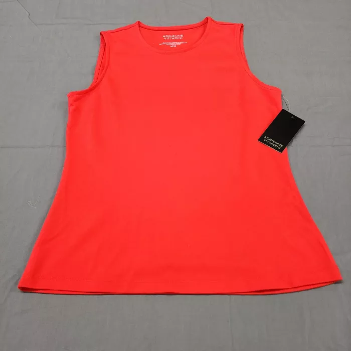Adrienne Vittadini Womens Medium Red Crew Neck Sleeveless Stretch Tank Top New - Front