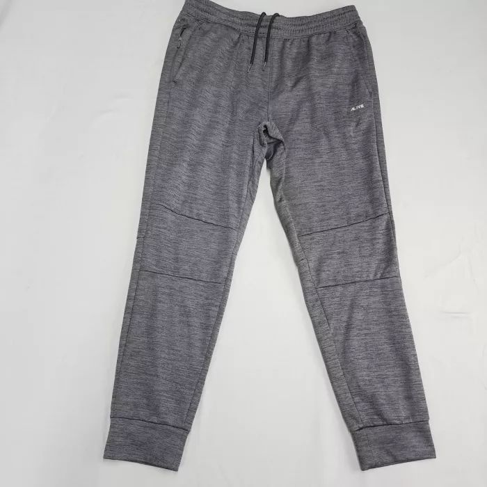 Alive Mens Jogger Pants XL Gray Heathered Fleece Qwick Dry Zipper Pockets - Front