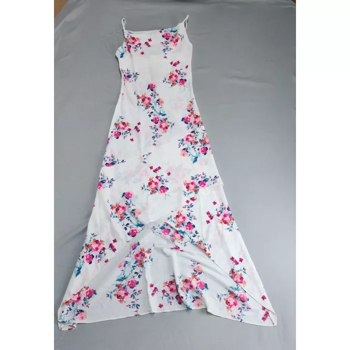 Altard State Maxi Dress Women's M White Pink Blue Floral Hi-Low Spaghetti Strap - Front
