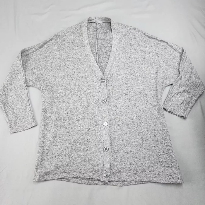 American Eagle Soft and Sexy Womens XL Heather Gray Cardigan Sweater V Neck - Front