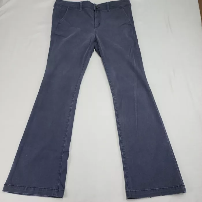 American Eagle Super Stretch X Kick Boot Chino Pants Womens 16 Long Navy Blue - Front