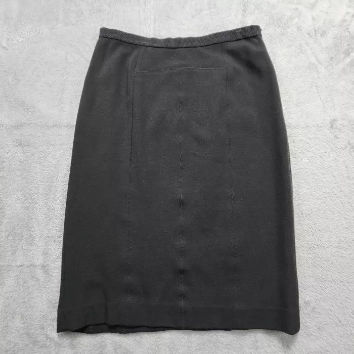 Ann Taylor Pencil Skirt Size 6 Black Ponte Knit Stretch Career Work Knee Length - Front