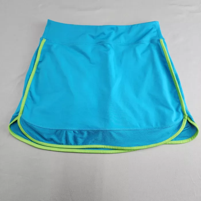 ATHLETA Athletic Skort Women's M Tall Turquoise Neon Green Trim Inner Shorts - Front