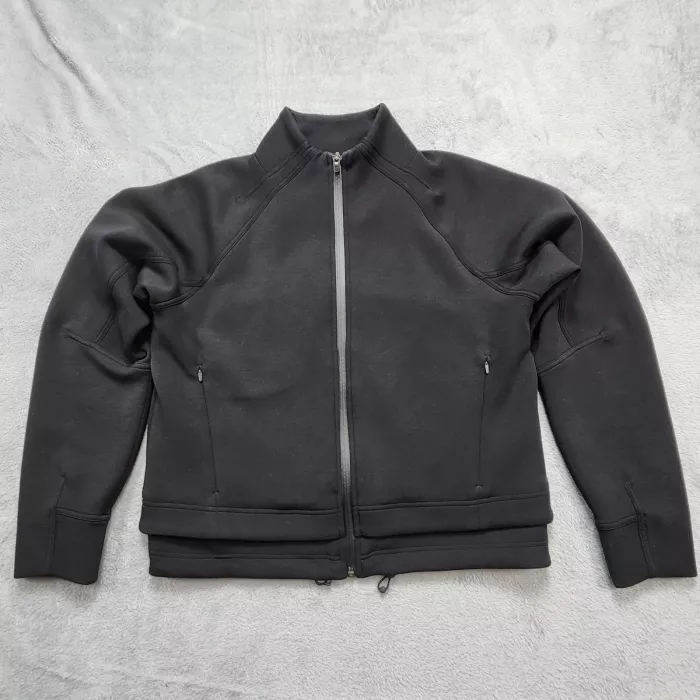 Athleta Black Full Zip Jacket Womens S Modal Blend High Neck Athletic - Front