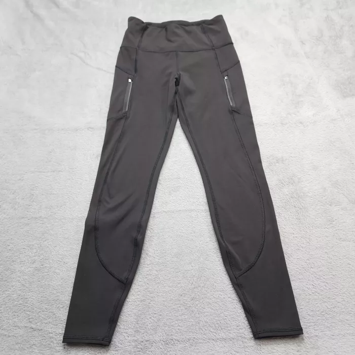 Athleta Rainier Tight Leggings Women's XS Black Reflective Compression Pockets - Front