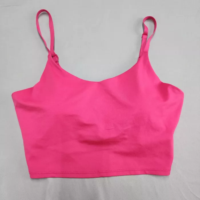 Athleta Womens Large Pink Athletic Tank Top Built In Bra Adjustable Straps - Front