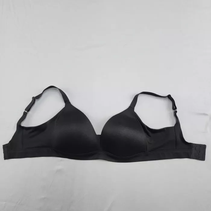 Auden Lightly Lined Wirefree Bra Women's 36DD Black Adjustable Straps - Front