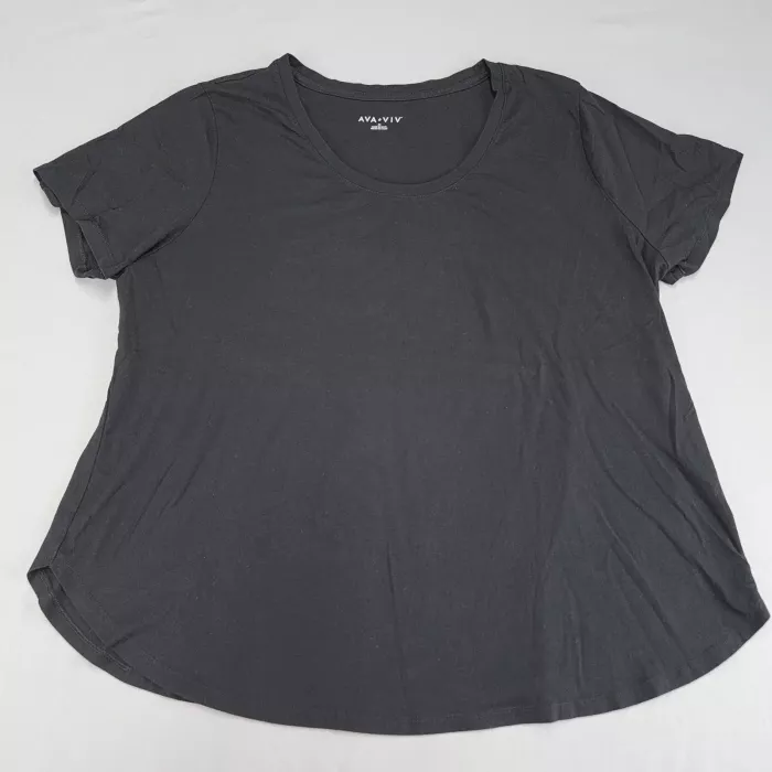 AVA & VIV Black Swing T-Shirt Women's Plus Size 2X Scoop Neck Short Sleeve - Front