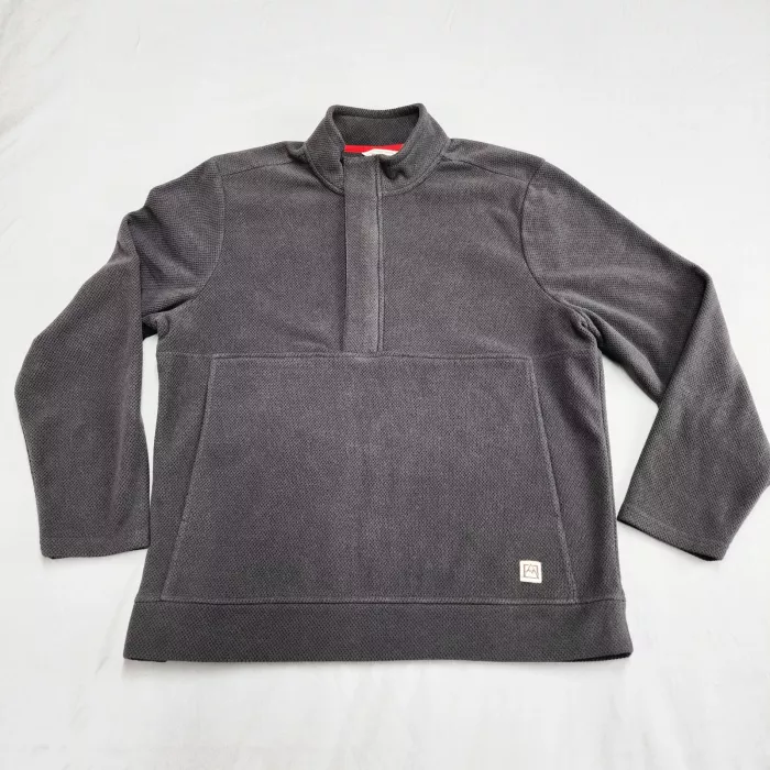 Avalanche Mens L Charcoal Gray Grid Fleece Quarter Snap Pullover Sweatshirt - Front