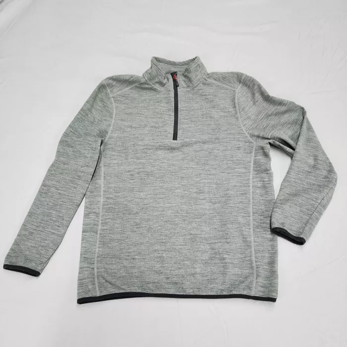 Avalanche Mens Pullover Large Gray Heathered 1/4 Zip Stretch Fleece Activewear - Front