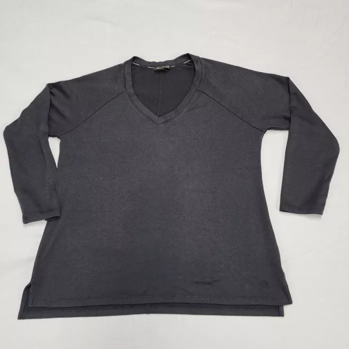 Banana Republic Black V-Neck Long Sleeve Stretch Knit Top Women's L - Front