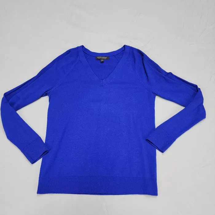 Banana Republic Merino Wool Sweater Womens XS Blue V-Neck Long Sleeve Pullover - Main
