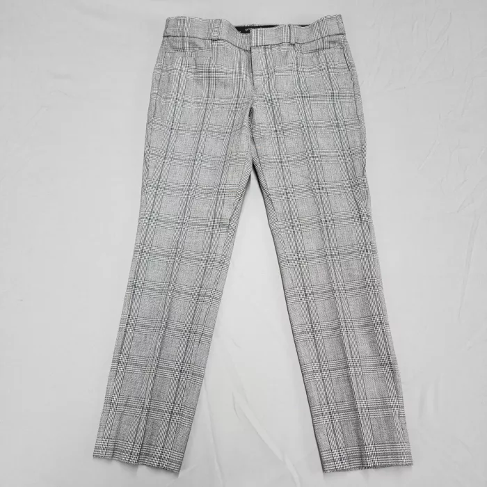 Banana Republic Sloan Pants Womens 2 Petite Gray Plaid Stretch Dress Trousers - Front