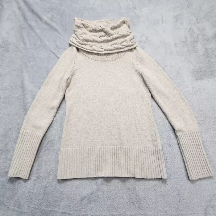 Banana Republic Sweater Women Small Gray Merino Wool Cashmere Italian Yarn Cowl - Front