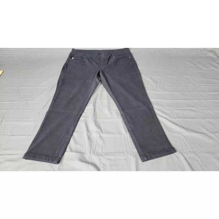 Belle by Kim Gravel Plus 24W Gray Pull On Knit Jegging Pants High Rise Stretch - Front