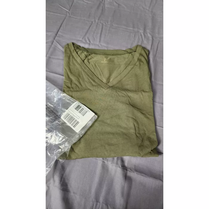 Belle by Kim Gravel Primabelle V Neck Top Womens 4X Olive Green Long Sleeve - Main