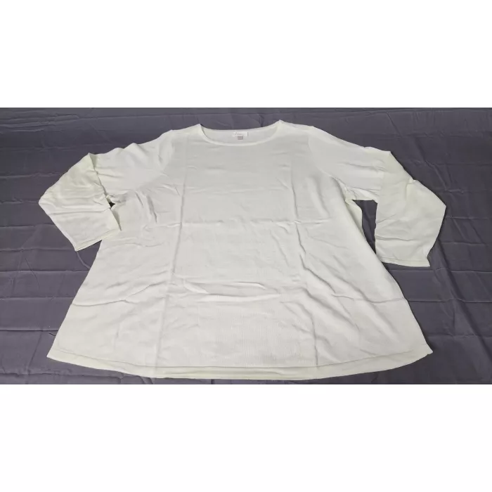 Belle by Kim Gravel Sweater Womens 3X Cream Pullover Crew Neck Long Sleeve Knit - Front