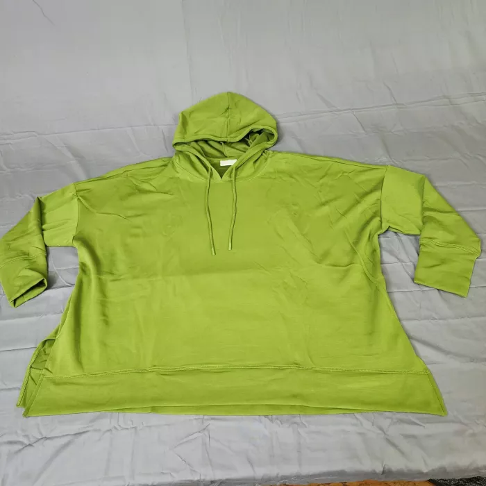 Belle by Kim Gravel Women's Plus 4X Pullover Hoodie Lime Green Thumbholes - Front