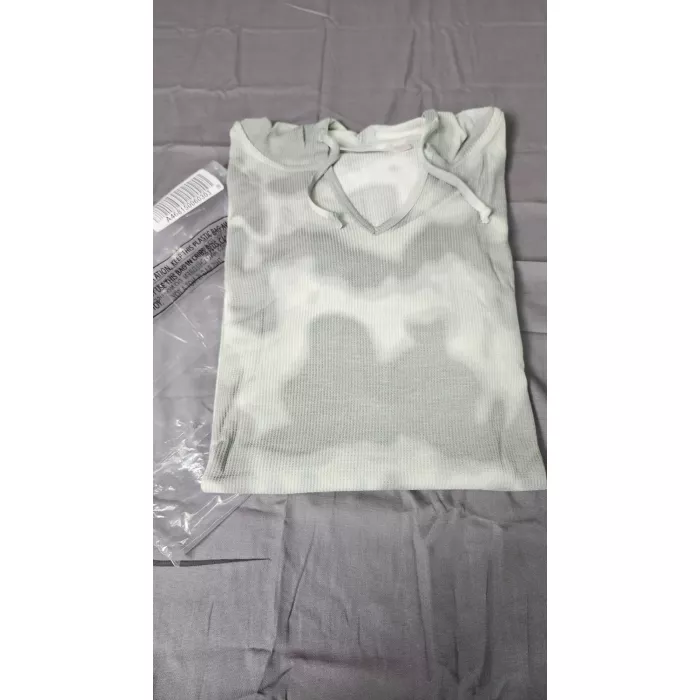 Belle by Kim Gravel Womens 4X Gray Tie Dye Waffle Knit Hoodie Top Thumbholes - Main