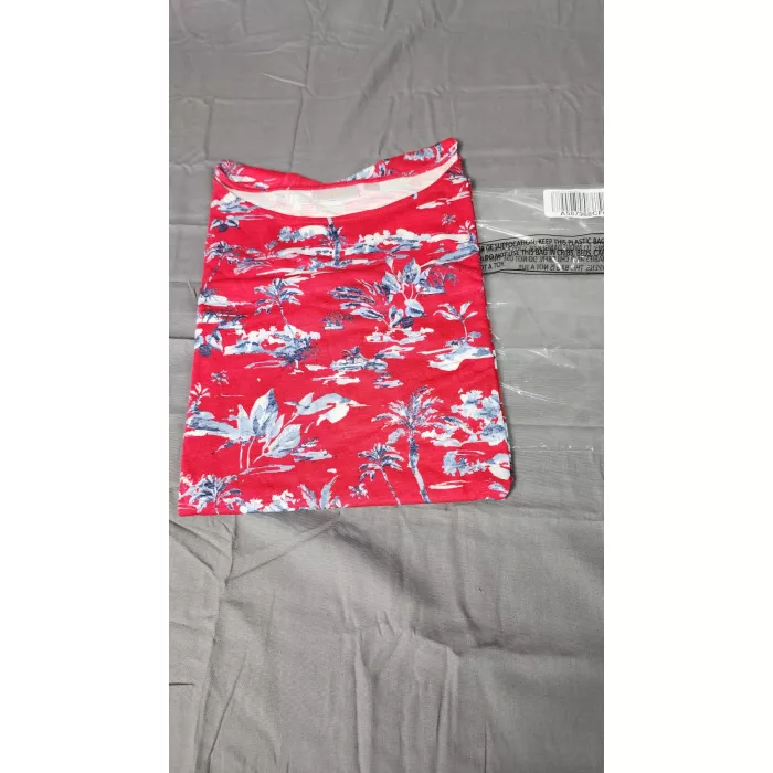Belle by Kim Gravel Womens 4X Red Tropical Palm Tree 3/4 Sleeve Scoop Neck Top - Main