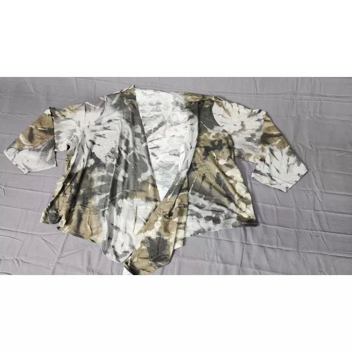 Belle by Kim Gravel Womens 5X Green Tie Dye Open Front Knit Cardigan Sweater - Front