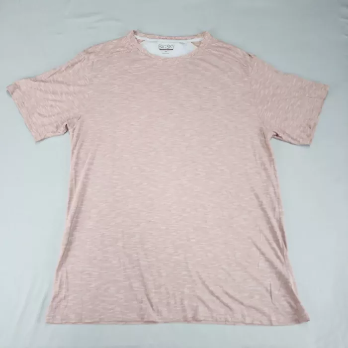 BIG SKY OUTFITTERS T-Shirt Men's XXL Pink Heathered Crew Neck Short Sleeve - Front