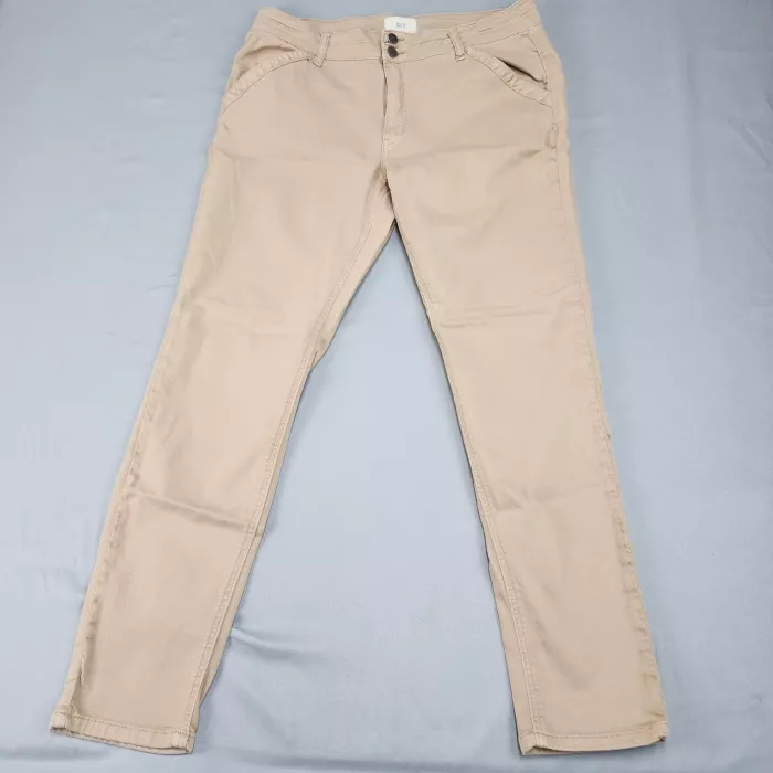 BKE Women's Size 33 Beige Chino Pants Mid Rise Stretch Double Button 34x30 - Front
