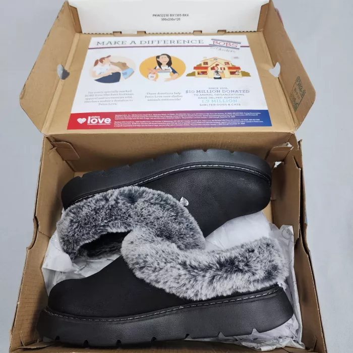 BOBS from Skechers Keepsakes Lite Cozy Blend Slippers Womens 7.5 Black Faux Fur - Main