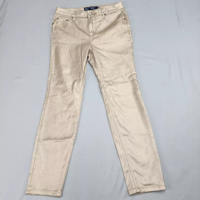 Boden Womens Size 8 Gold Metallic Coated Skinny Jeans Mid Rise Stretch - Front