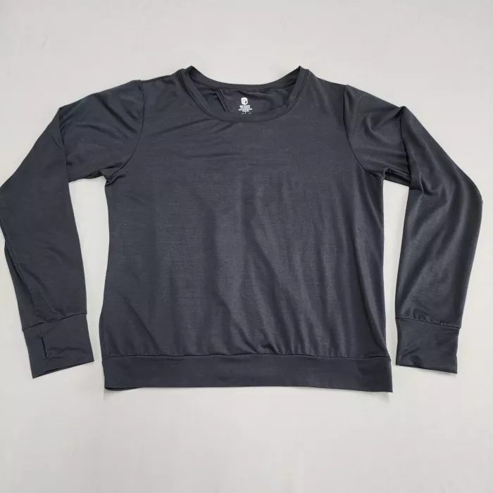 Born Primitive Womens L Black Long Sleeve Open Back Athletic Shirt Thumbholes - Front