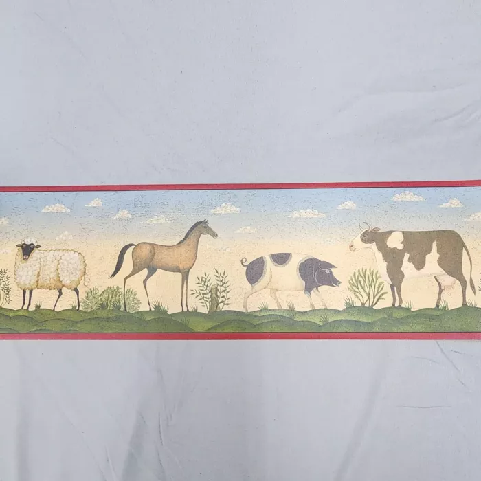 Brewster Country Animal Print Multicolor Wallpaper Border New Prepasted Vinyl - Main