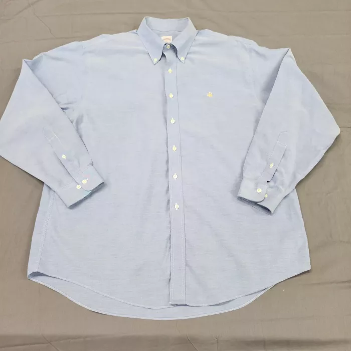 Brooks Brothers 346 Non-Iron Dress Shirt Mens XL Light Blue Button Down - Front