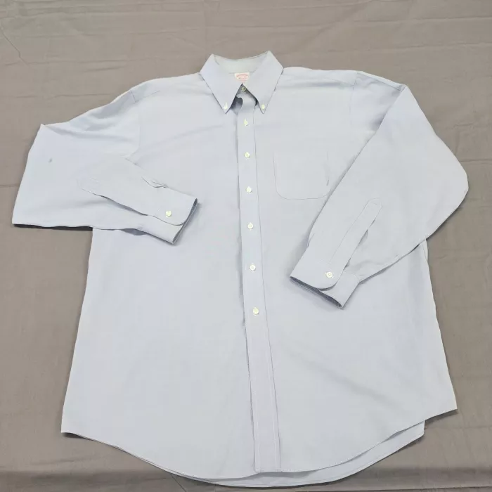 Brooks Brothers Madison Fit Dress Shirt Mens 16.5 35 Light Blue Non-Iron Supima - Front