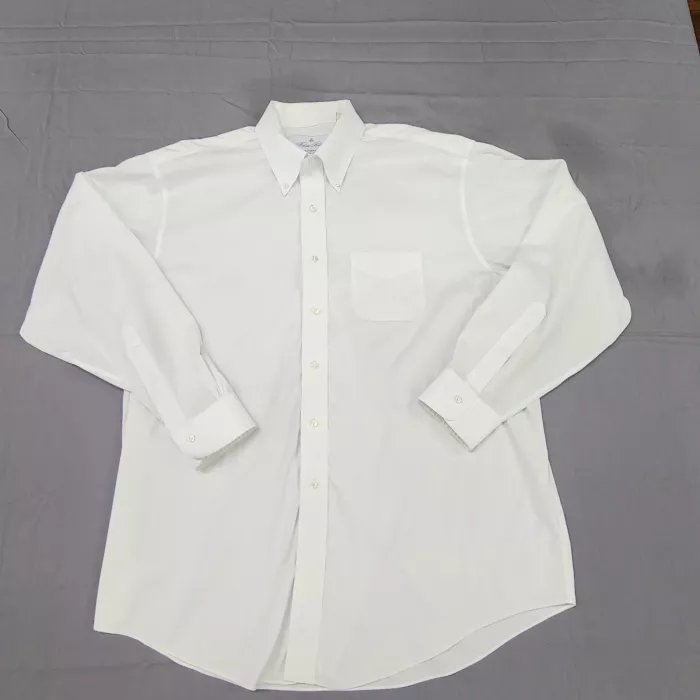 Brooks Brothers Madison Fit Dress Shirt Mens 17 35 White Non Iron Stretch - Front