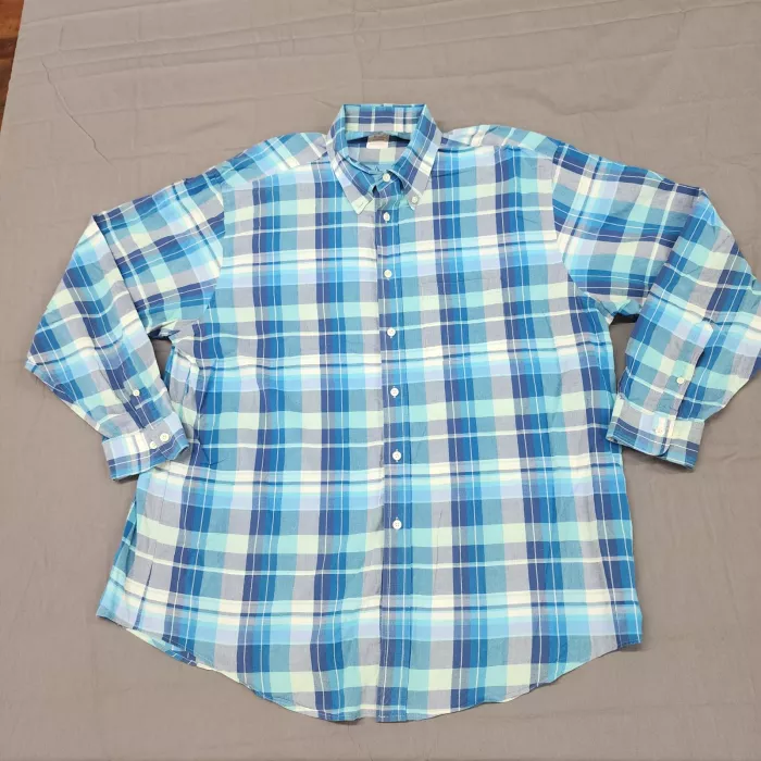 Brooks Brothers Madison Fit Men's XL Blue Plaid Button Down Shirt Long Sleeve - Front