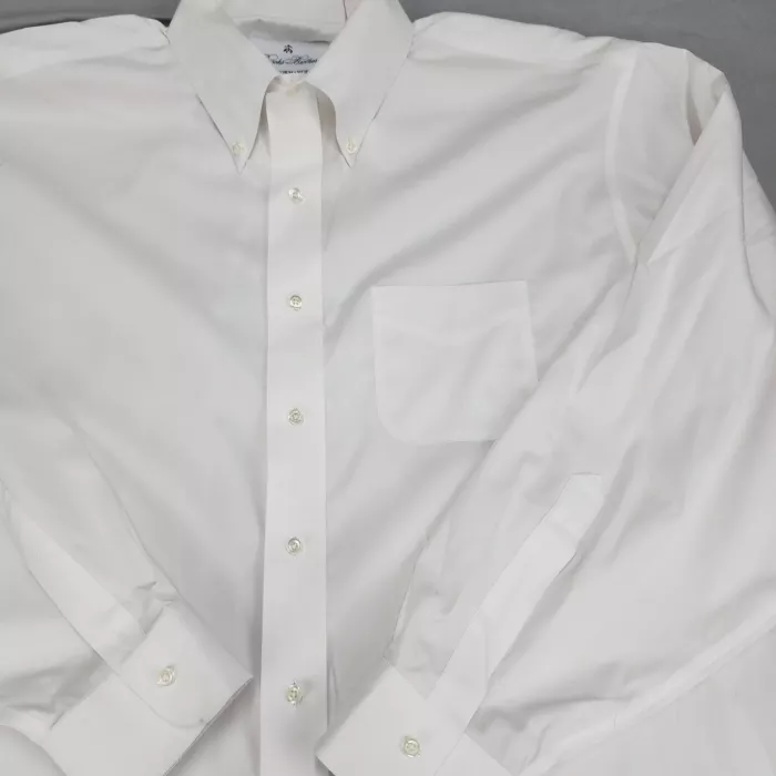 Brooks Brothers Men's 17 White Solid Dress Shirt Non Iron Stretch Coolmax - Main