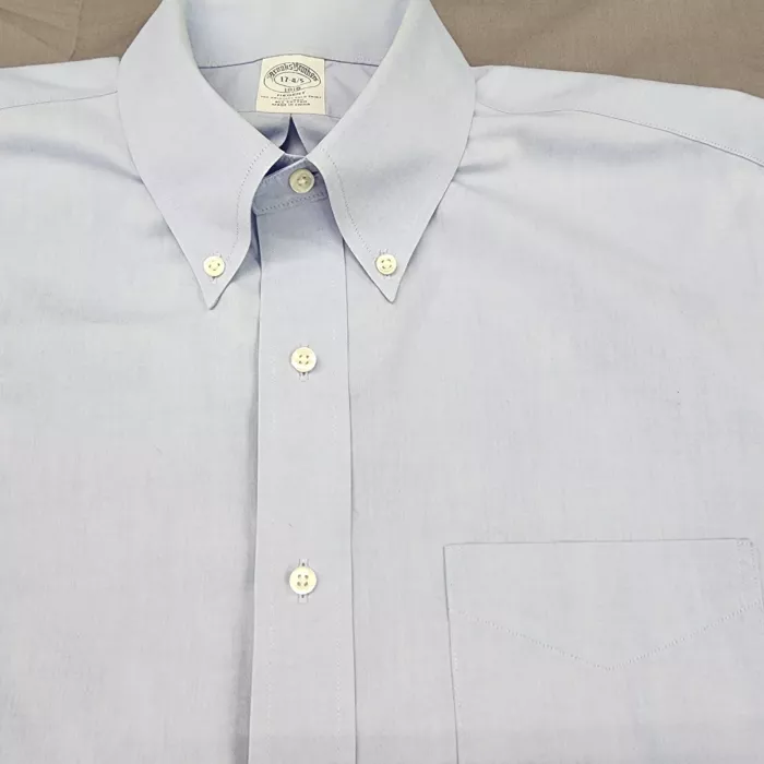 Brooks Brothers Regent Fit Dress Shirt Mens 17 34/35 Light Blue Non Iron Cotton - Main