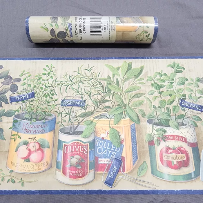 Brownstone Botanical Kitchen Herb Wallpaper Border New Sealed Prepasted Vinyl - Main