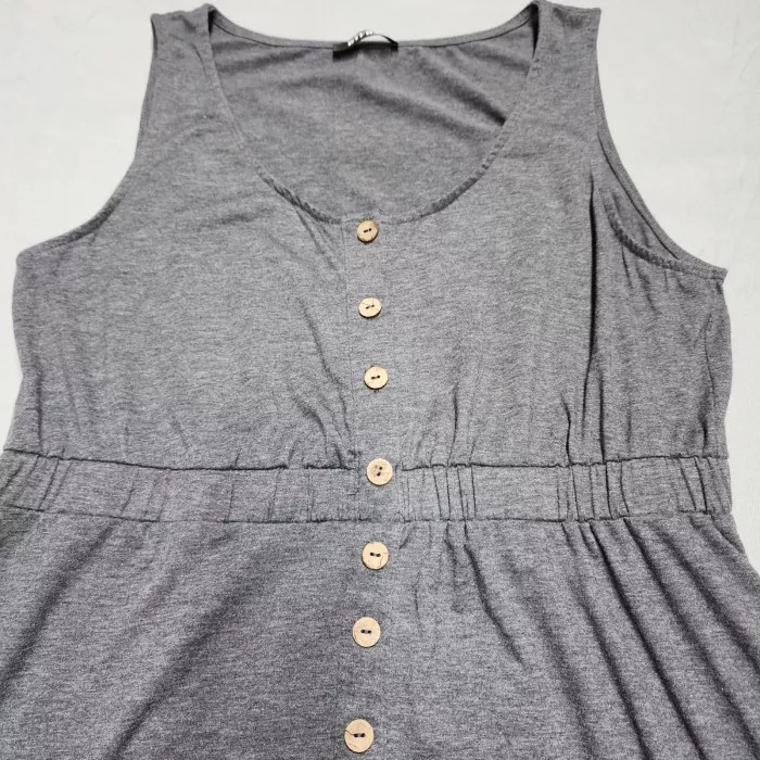 BTFBM Womens Dress Size XL Gray Knit A-Line Sleeveless Button Front Scoop Neck - Main