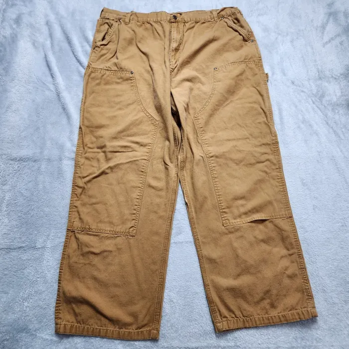Builtrite Steve & Barry's Carpenter Pants Men's 42x30 Tan Canvas Double Knee - Front
